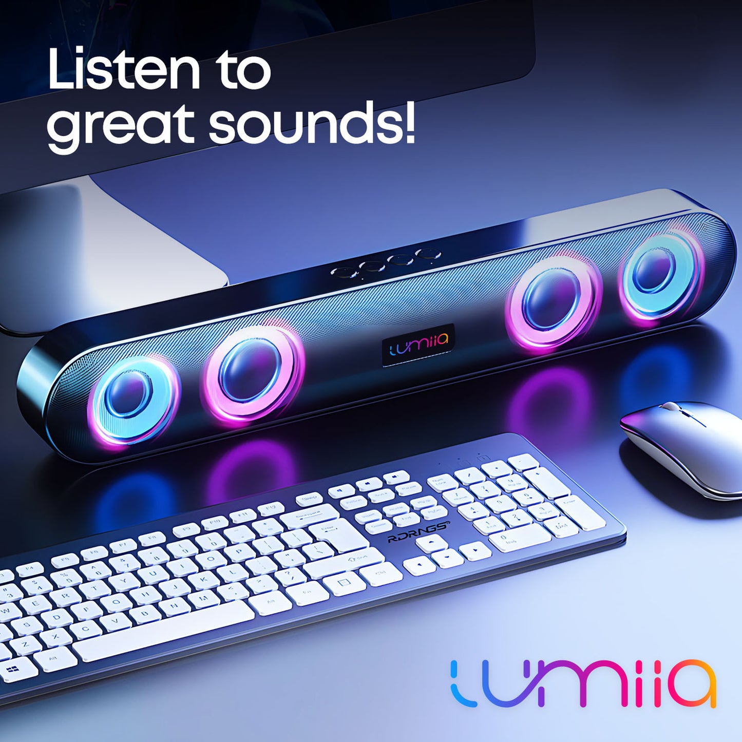 Lumiia Altavoz Bluetooth portátil, práctico para interiores y exteriores, escritorio, inalámbrico, ideal para teléfonos móviles, cine en casa y ordenadores, altavoz de viaje recargable