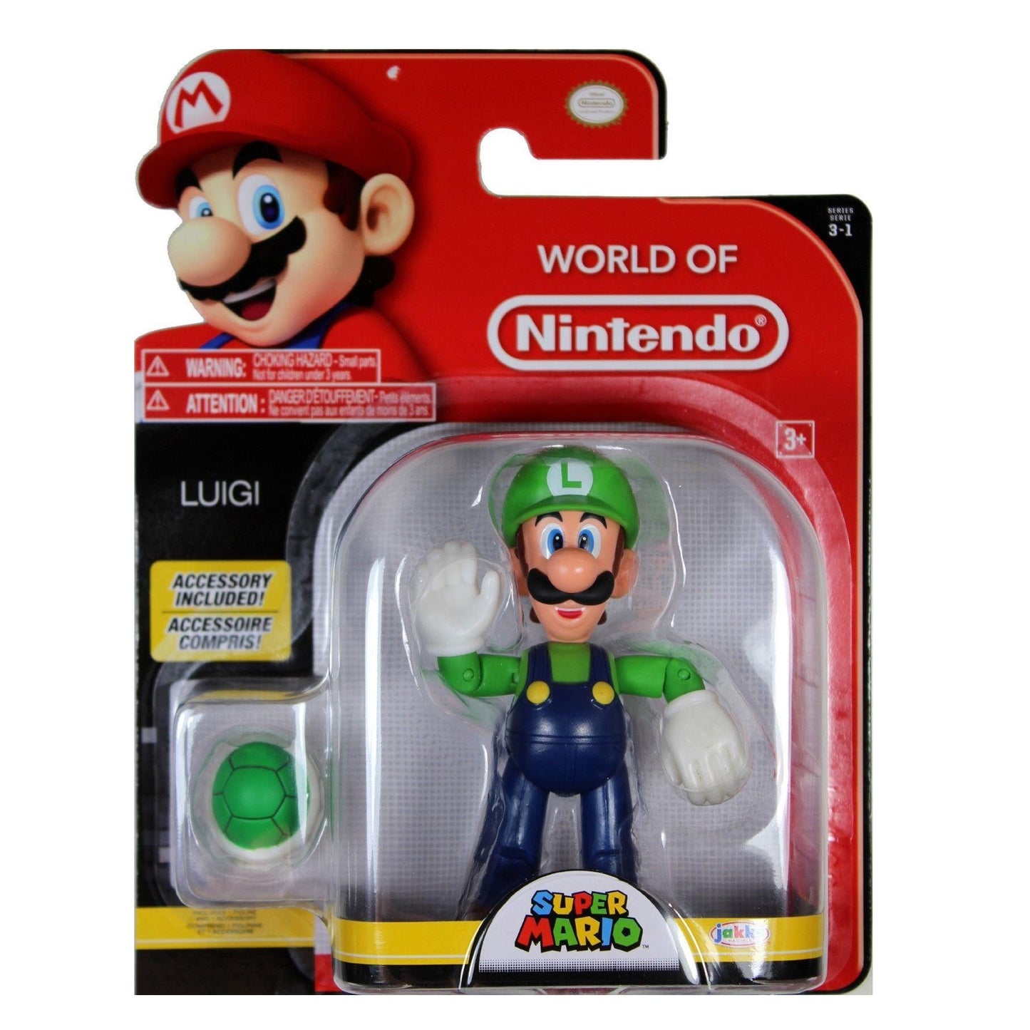 Figura de Luigi de World of Nintendo de 4" con concha de Koopa