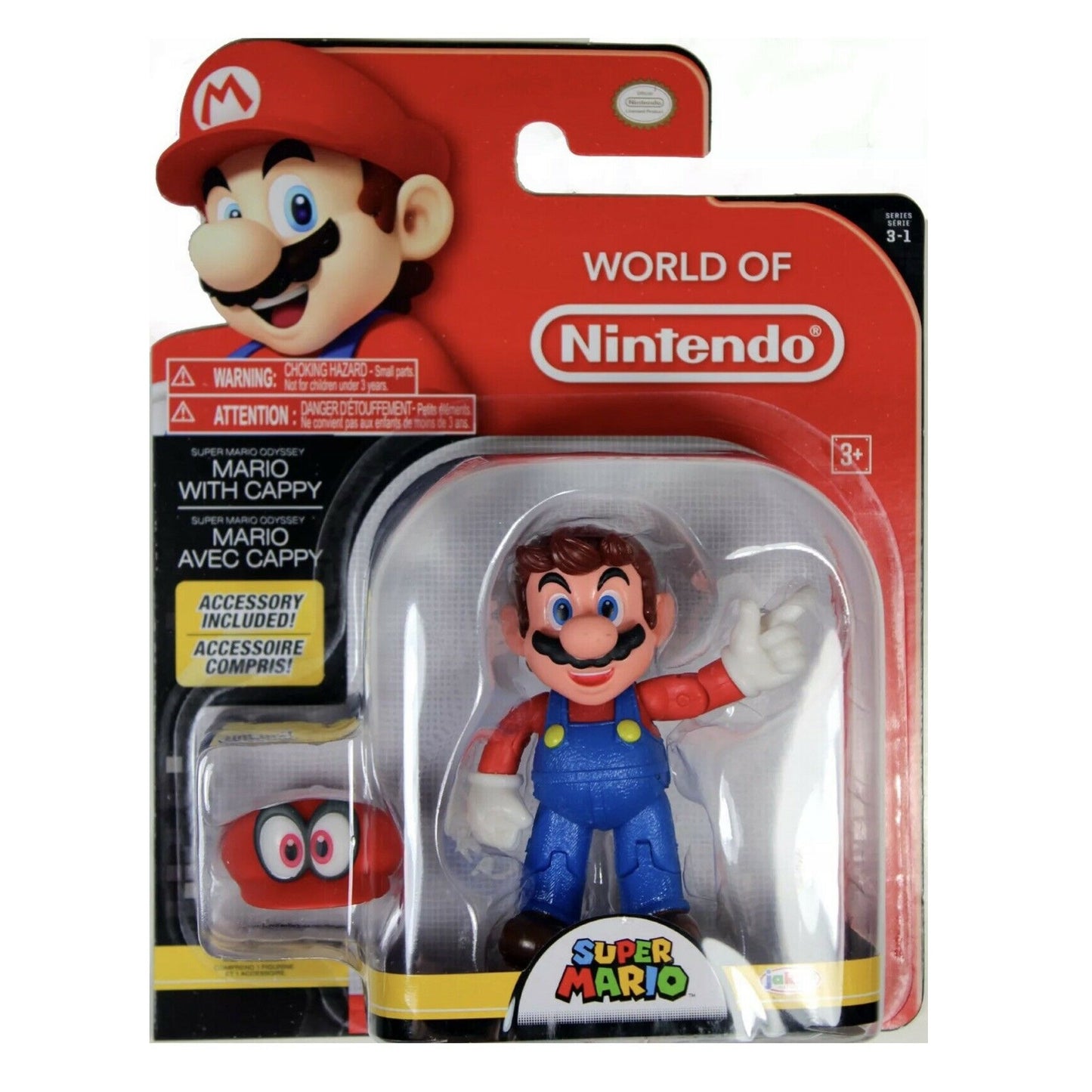 Figura de acción de Mario Odyssey de World of Nintendo de 4" con Cappy