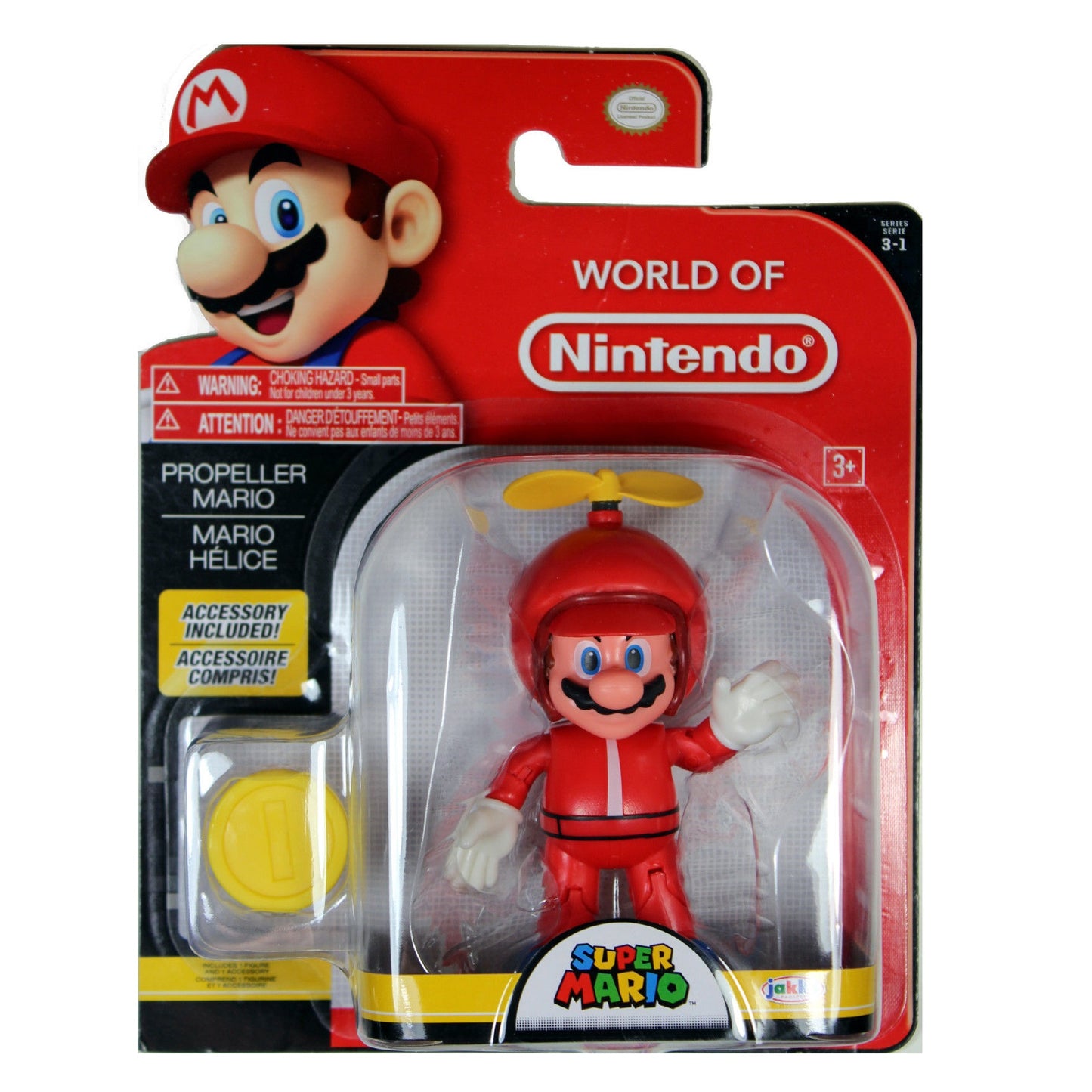 Figura de Mario con hélice de 4" de World of Nintendo con moneda